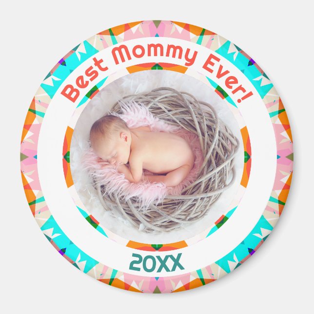 Mor's Day Best Mamma ever Flicka Photo Gift Magnet (Framsidan)