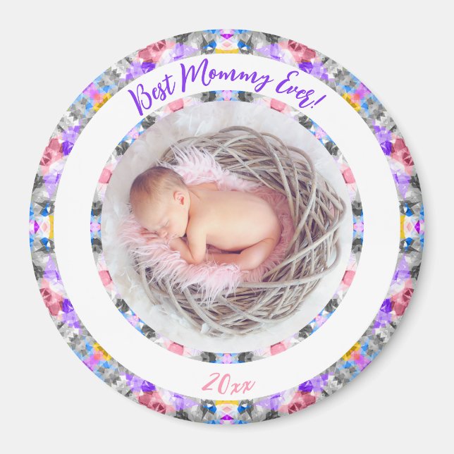 Mor's Day Best Mamma ever Flicka Photo Gift Magnet (Framsidan)