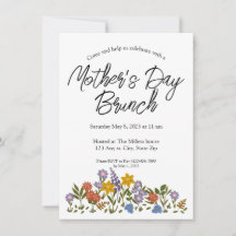 Mor's Day brunch-inbjudan med blommor
