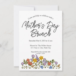Mor's Day brunch-inbjudan med blommor Inbjudningar
