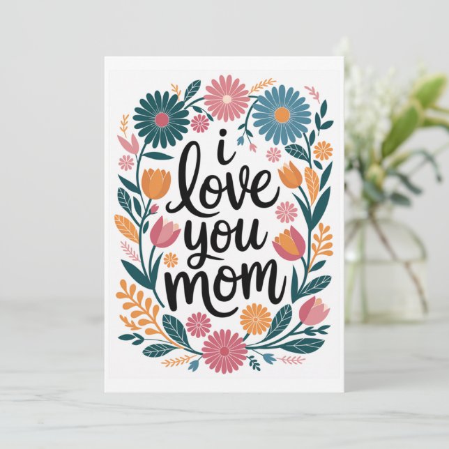 Mor's Day Card Lycklig Mor's Day Gift Blommigt Inbjudningar (Stående Fram)