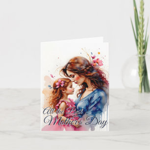 Mor's Day Hug in Watercolor Blommigt Stil Kort
