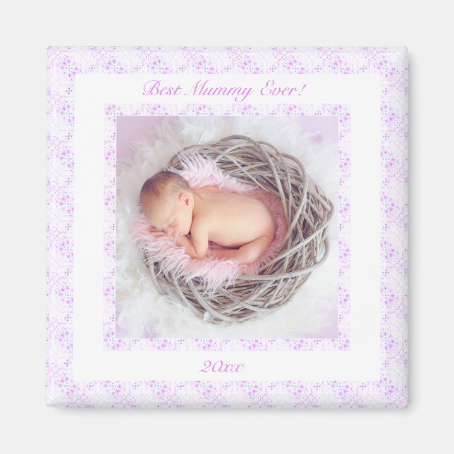 Mor's Day Lilac Rosa Best Mummy - fotogåva Magnet (Framsidan)