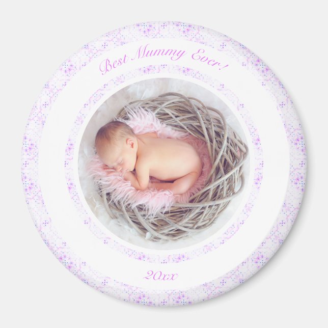 Mor's Day Lilac Rosa Best Mummy - fotogåva Magnet (Framsidan)
