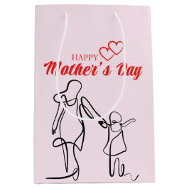 Mor's Day Line Art Pillow - Mamma & Child Kärlek