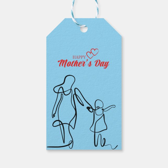 Mor's Day Line Art Pillow - Mamma & Child Kärlek Presentetikett (Baksidan)