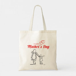 Mor's Day Line Art Pillow - Mamma & Child Kärlek Tygkasse