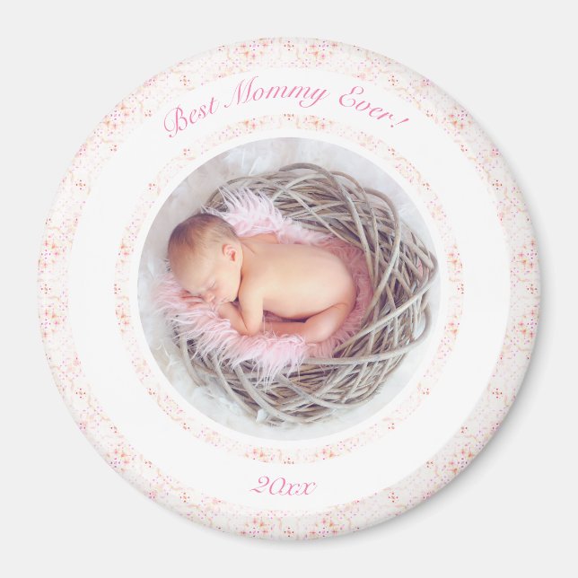 Mor's Day Rosa Best Mamma ever Baby Photo Gift Magnet (Framsidan)