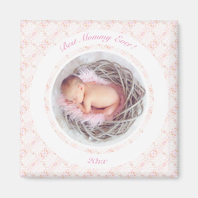 Mor's Day Rosa Best Mamma ever Baby Photo Gift Magnet (Framsidan)