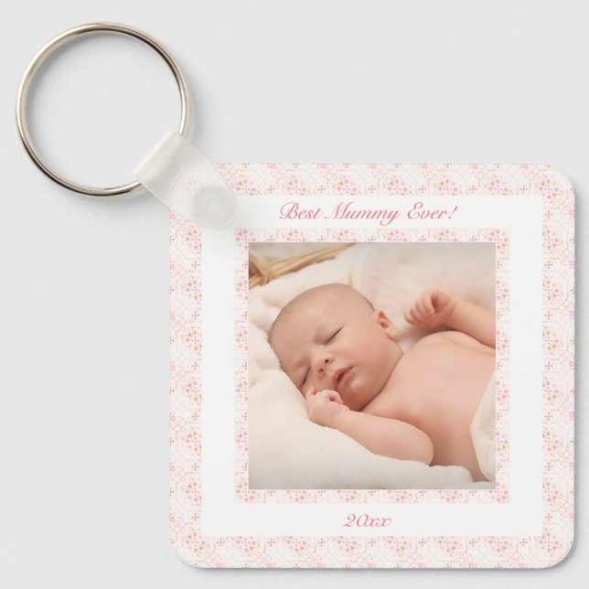 Mor's Day Rosa Best Mummy Morsa Aldrig Photo Gift Nyckelring (Framsida)