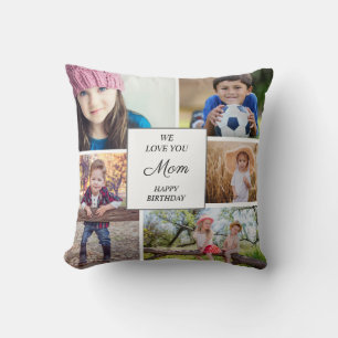 Mors födelsedag 5 barns familjefotokollage kudde