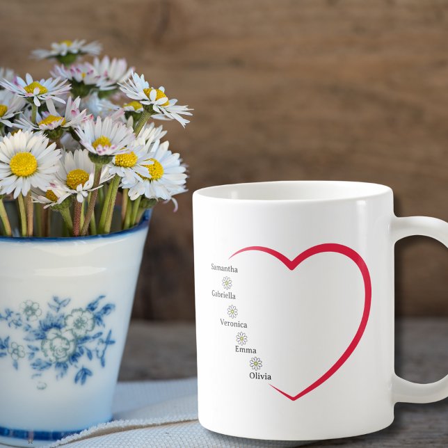 Mors födelsedag Hjärt Daisy Blommor Anpassade 5 Na Kaffemugg (Skapare uppladdad)
