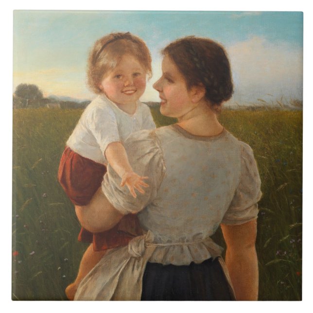 Mors glädje (Kärleksfull mor och dotter) Kakelplatta (Framsidan)