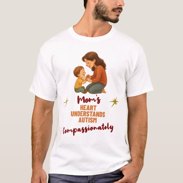 Mors hjärta förstår autism med medkänsla t shirt (Framsida)