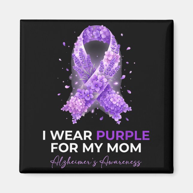 Mors mamma bär lila för mammas alzheimer magnet (Framsidan)