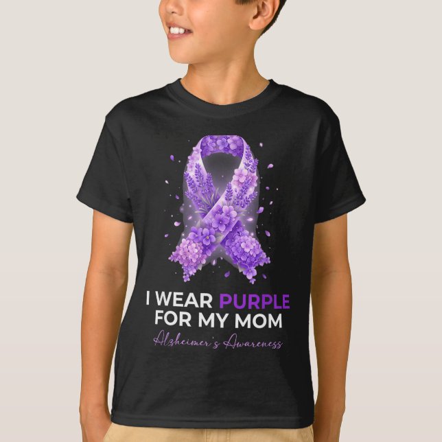 Mors mamma bär lila för mor alzheimer t shirt (Framsida)