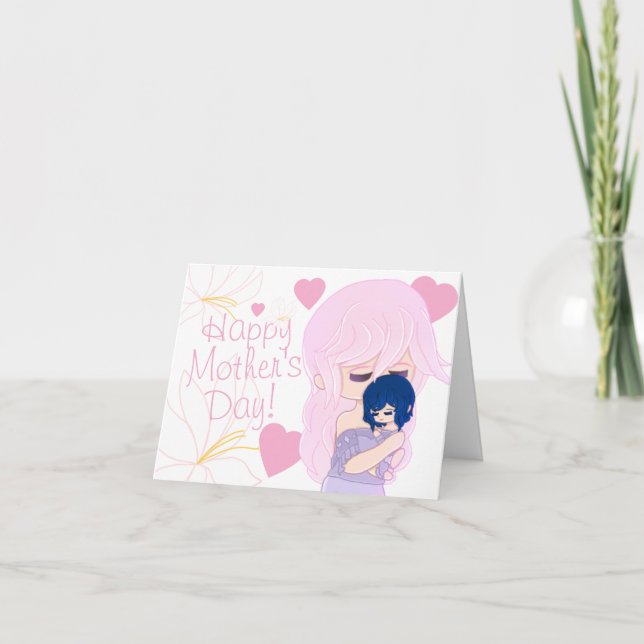 Mors tecknade kort med hennes bebis-flicka (Framsida)