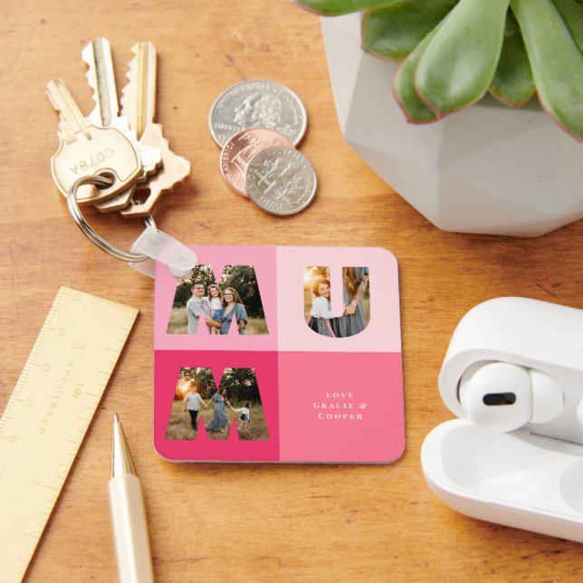 Morsa 3 foto modern giglitig rosa mors dag nyckelring (Skrivbord)