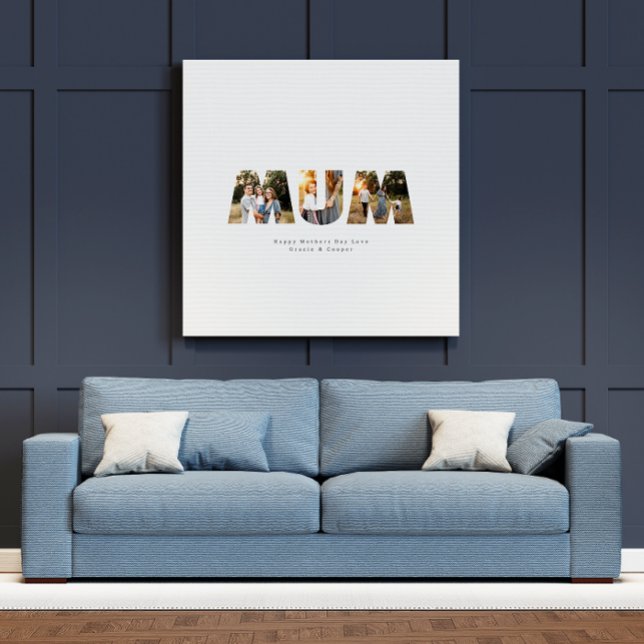 Morsa 3 fotomodern elegant svart grädde mors dag canvastryck (Skapare uppladdad)