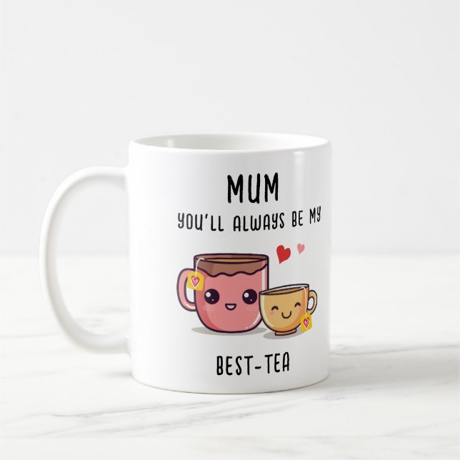Morsa Best-Tea Personlig Funny Gift Mors dag Kaffemugg (Vänster)