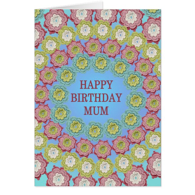 Morsa Birthday Crochet Flowers Hälsningskort (Framsidan)