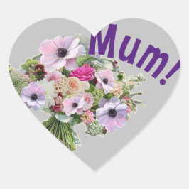 Morsa! Blommor Hjärtformat Klistermärke