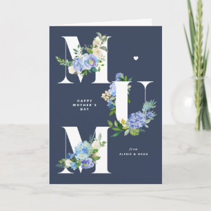 MORSA Blue Hydrangeas Blommigt Lycklig Mors dag Kort