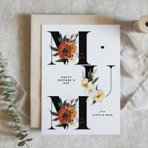 MORSA Boho Flowers Black Lycklig Mors dag Kort