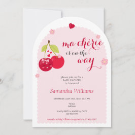 Morsa Cherie Cherry Rosa Coquette Girl Baby Shower Inbjudningar