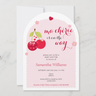 Morsa Cherie Cherry Rosa Coquette Girl Baby Shower Inbjudningar