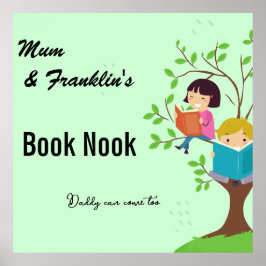 Morsa & Child Bok Nook. Redigerbar namn & text Poster