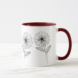 Morsa Chrysanthemum Flowers Teckning Gardener Mugg