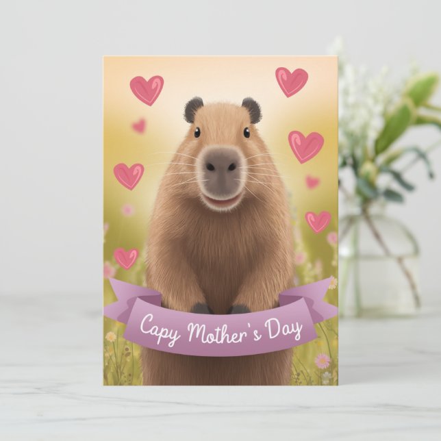 Morsa Cute Capybara Gift--kort för Mors dag (Stående Fram)