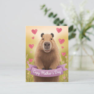 Morsa Cute Capybara Gift--kort för Mors dag Vykort