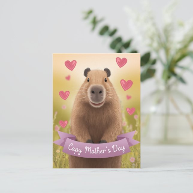 Morsa Cute Capybara Gift--kort för Mors dag Vykort (Stående Fram)
