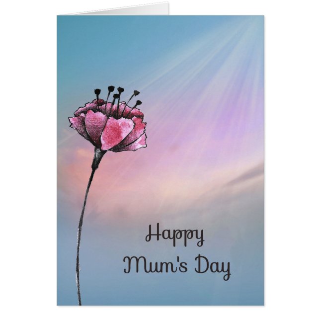 Morsa Day Card med Pastel Himlar & Cranberry Flowe Hälsningskort (Framsidan)