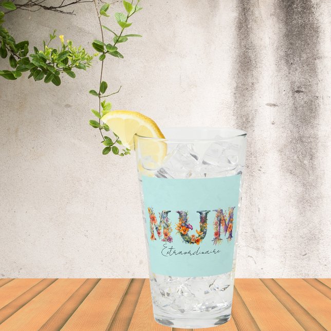 Morsa Extraordinaire Blommigt Typografi Glaskopp (Skapare uppladdad)