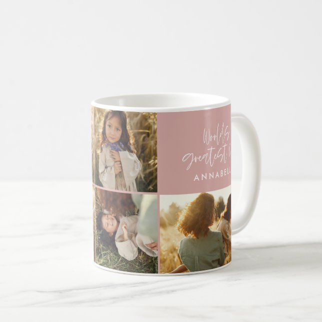 Morsa Fotokollage girly rosa modern mors dag Kaffemugg (Framsida höger)