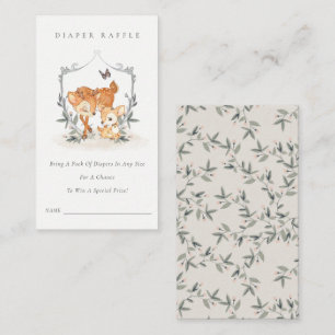 Morsa Hjort Fawn Blommigt Diaper Raffle Baby Showe Tilläggskort