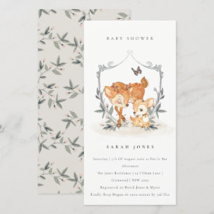 Morsa Hjort Fawn Blommigt Vapensköld Baby Shower I Tack Kort