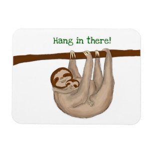 Morsa och baby-sluttningen "häng in där" kylmagnet magnet