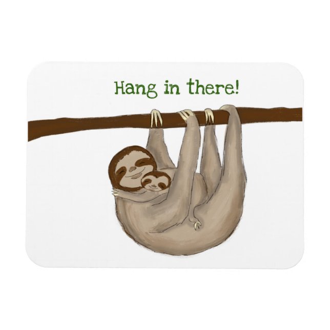 Morsa och baby-sluttningen "häng in där" kylmagnet magnet (Horisontell)