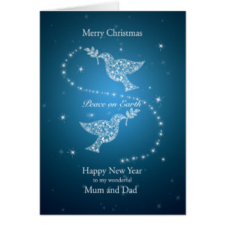 Morsa och pappa, duvor av fredjul hälsningskort