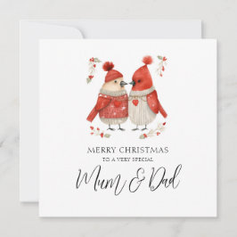 Morsa och Pappa vattenfärg Kardinal lite jul Julkort