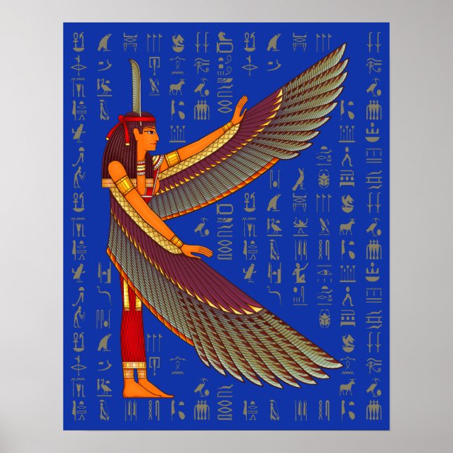Morsa på Golden Hieroglyph on Blue Poster (Framsidan)