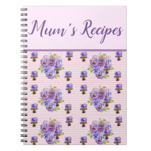 Morsa Recipes Pansy Shabby Lila Blommigt Flower Anteckningsbok