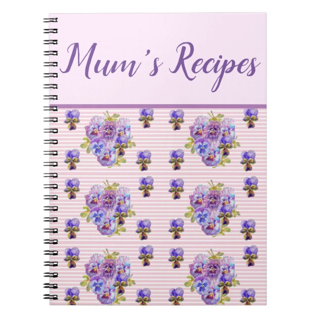 Morsa Recipes Pansy Shabby Lila Blommigt Flower Anteckningsbok (Framsidan)