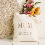 Morsa romerskt årtal fastställt tygkasse<br><div class="desc">En modern,  minimalistisk väska för att fira en chic mamma,  den här rena,  minimala toten har "Morsa" eller ditt val av smeknamn i neutralt än serif-bokstäver. Anpassa till det år då hon blev en mor under i elegant romerska siffror för en chic.</div>