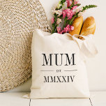 Morsa romerskt årtal fastställt tygkasse<br><div class="desc">En modern,  minimalistisk väska för att fira en chic mamma,  den här rena,  minimala toten har "Morsa" eller ditt val av smeknamn i svart smycke. Anpassa till det år då hon blev en mor under i elegant romerska siffror för en chic.</div>