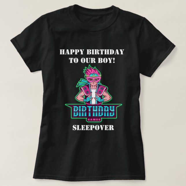 Morsa Superhjälte rosa och grönt avatar Birthday T Shirt (Design framsida)